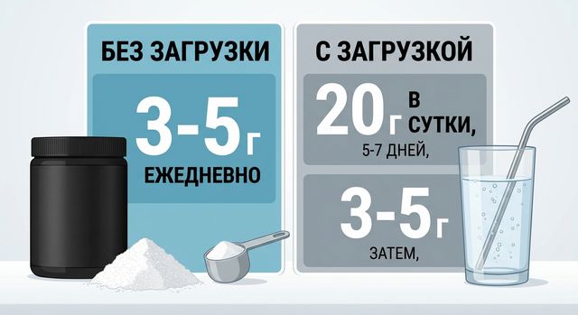 Сравнение схемы приема креатина с загрузкой и без загрузки | SportMenu.com.ua"